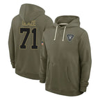 LV.Raiders #71 DJ Glaze Player Olive Salute to Service Pullover Hoodies Limited Gdoa Stitched Jerseys