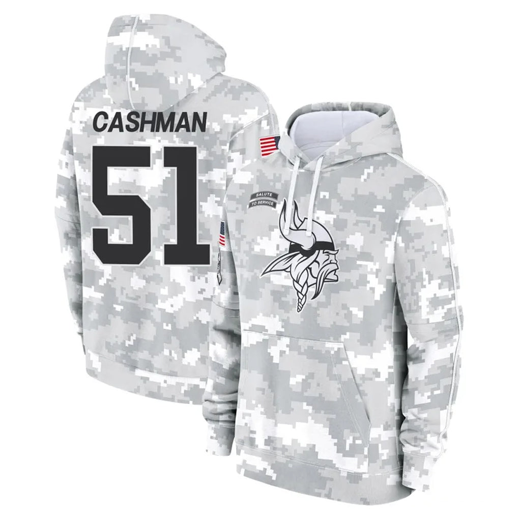 M.Vikings #51 Blake Cashman Player Arctic Camo Salute to Service Pullover Hoodies Limited Game Gdoa Stitched Jerseys
