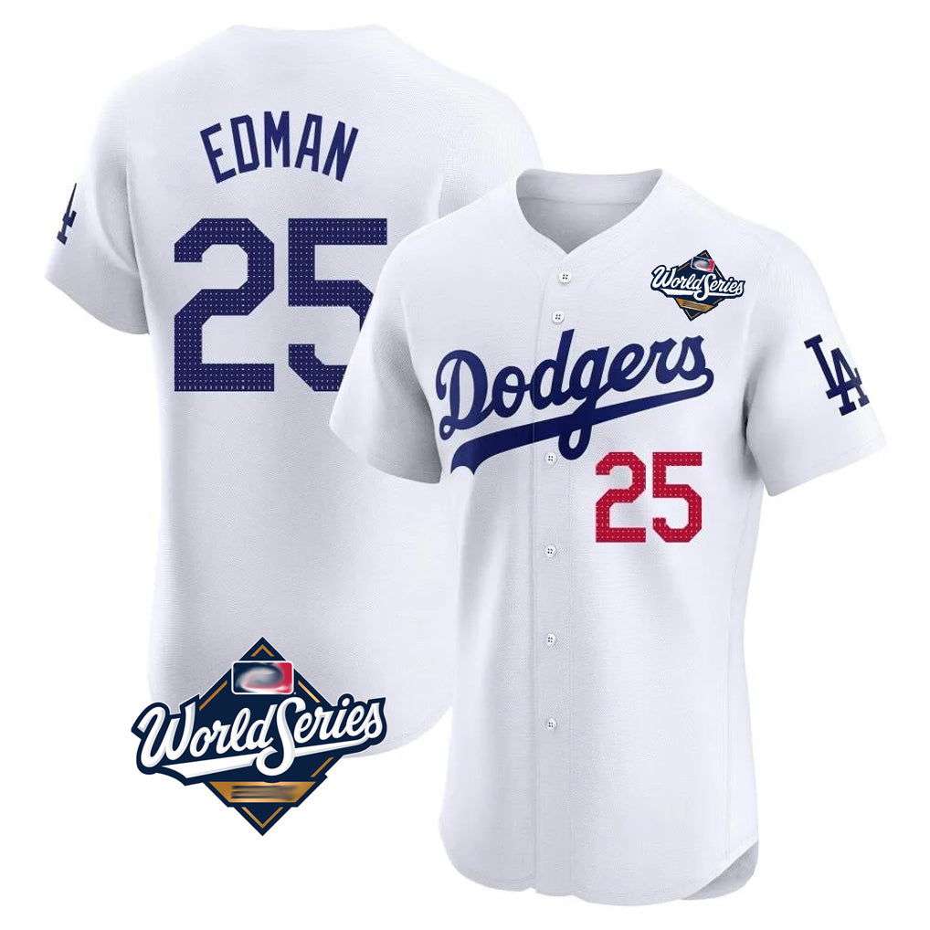 LA.Dodgers #25 Tommy Edman Player Gold White World Series Limited Elite Home Fdoa Stitched Jerseys