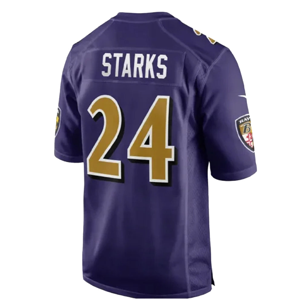 B.Ravens #24 Malaki Starks Player Purple Color Rush Game Home Gdoa Stitched Jerseys