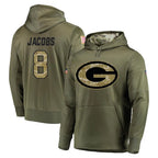GB.Packers #8 Josh Jacobs Player Olive Salute to Service Pullover Hoodies Home Game Gdoa Stitched Jerseys