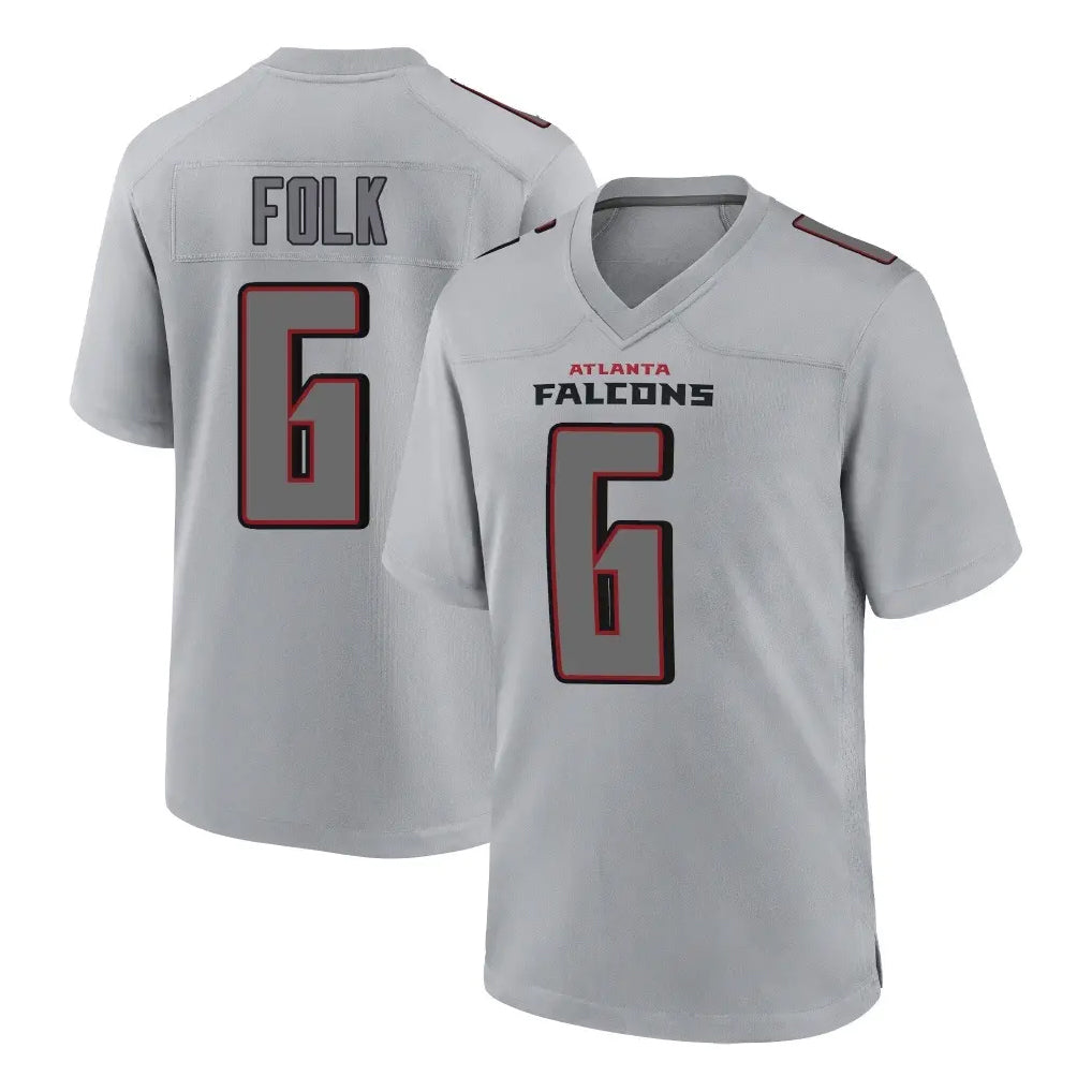 A.Falcons #6 Nick Folk Player Gray Fashion Home Game Gdoa Stitched Jerseys