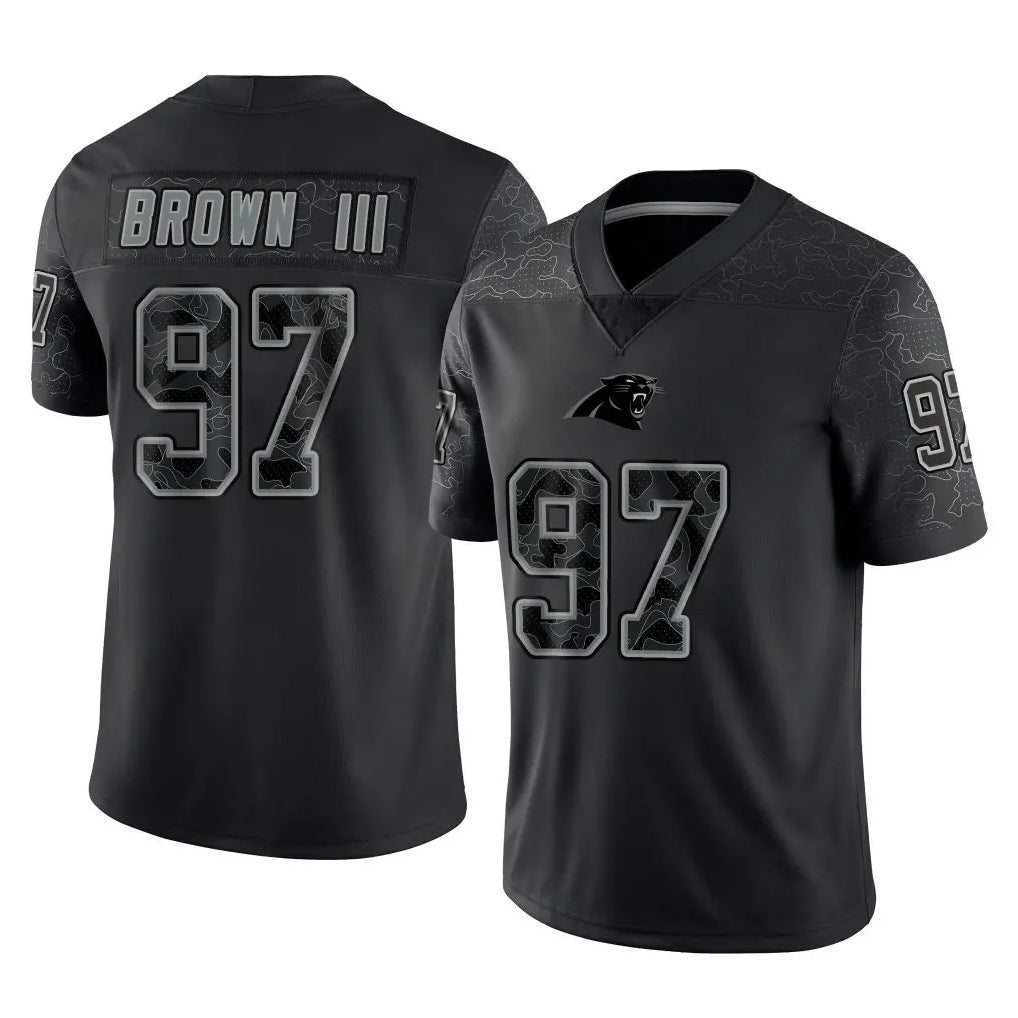 C.Panthers #97 Bobby Brown III Player Black Limited Reflective Game Gdoa Stitched Jerseys