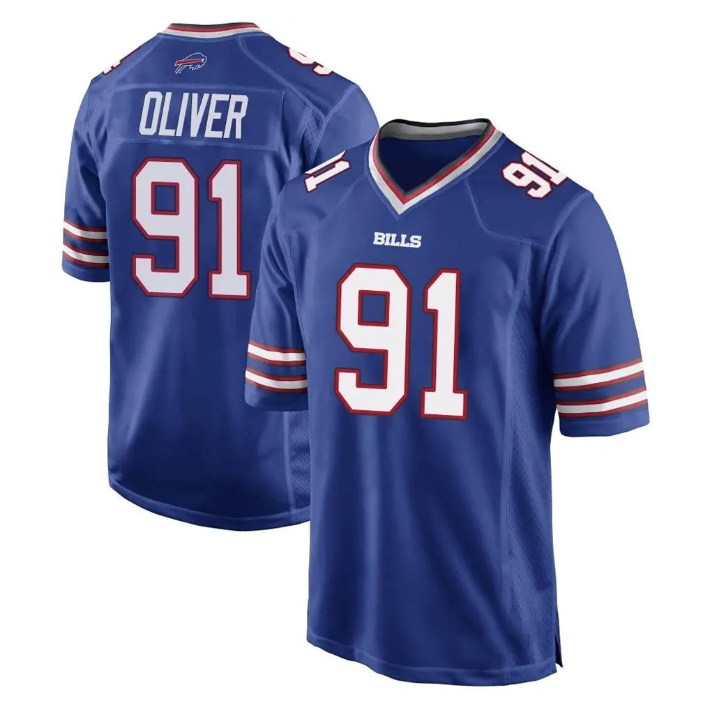 B.Bills #91 Ed Oliver Player Royal Home Game Gdoa Stitched Jerseys