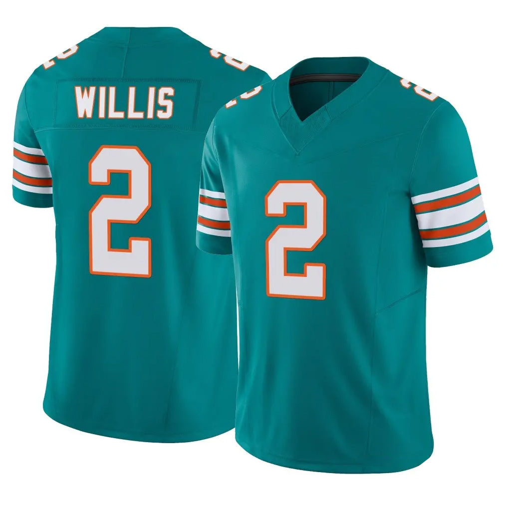 M.Dolphins #2 Malik Willis Player Aqua Limited Alternate Vapor F.U.S.E. Home Game Gdoa Stitched Jerseys