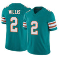 M.Dolphins #2 Malik Willis Player Aqua Limited Alternate Vapor F.U.S.E. Home Game Gdoa Stitched Jerseys