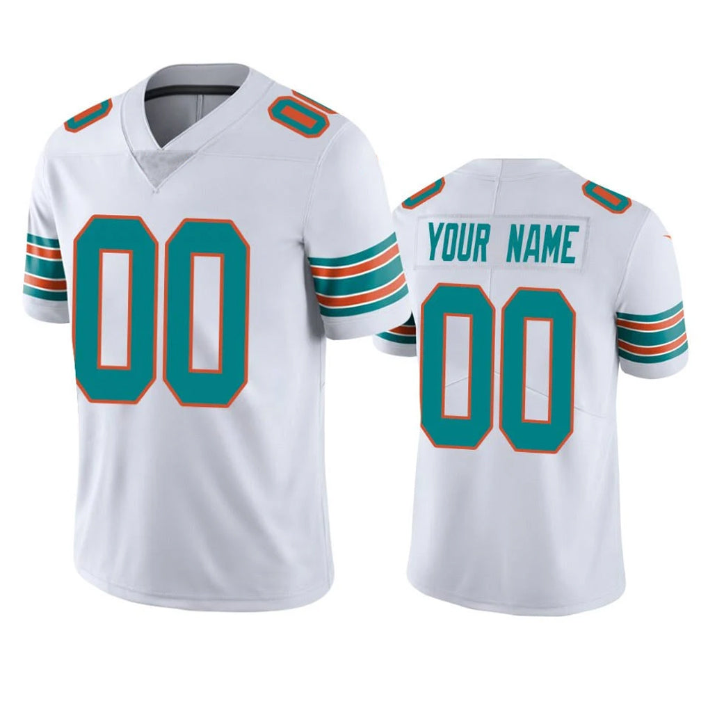 Custom M.Dolphins White Limited Vapor Untouchable Home Game Any Name & Numbers Gdoa Stitched Jerseys