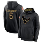 H.Texans #6 Reed Blankenship Player Black Salute to Service Hoodies Limited Game Gdoa Stitched Jerseys