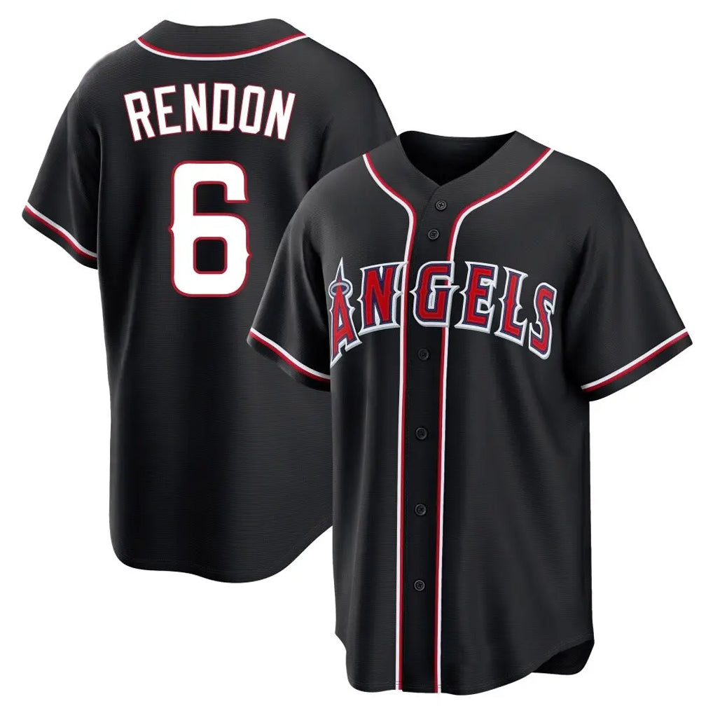 LA.Angels #6 Anthony Rendon Player Black Fashion Out Home Game Fdoa Stitched Jerseys