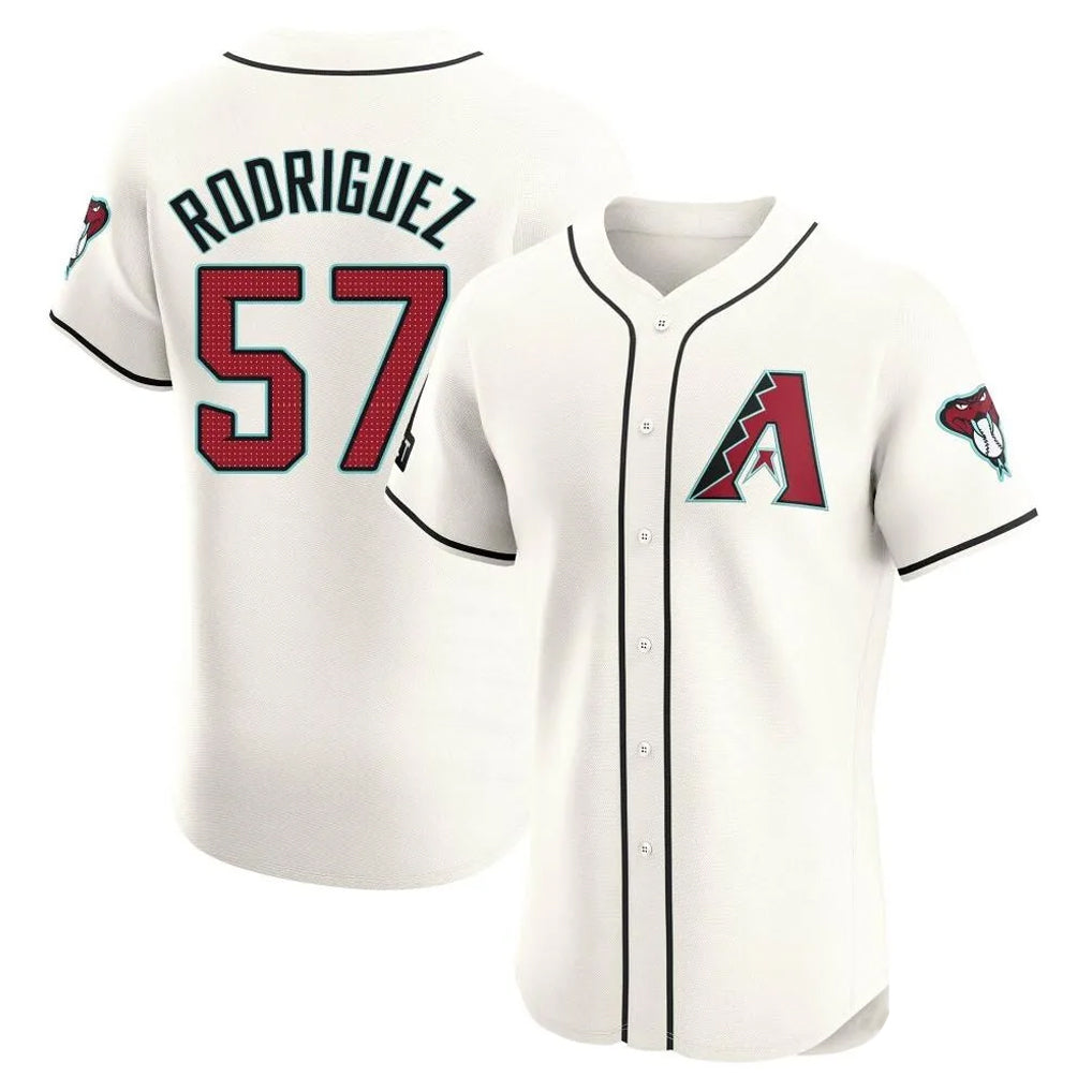 A.Diamondbacks #57 Eduardo Rodriguez Player Cream Limited Elite Home Game Gdoa Stitched Jerseys