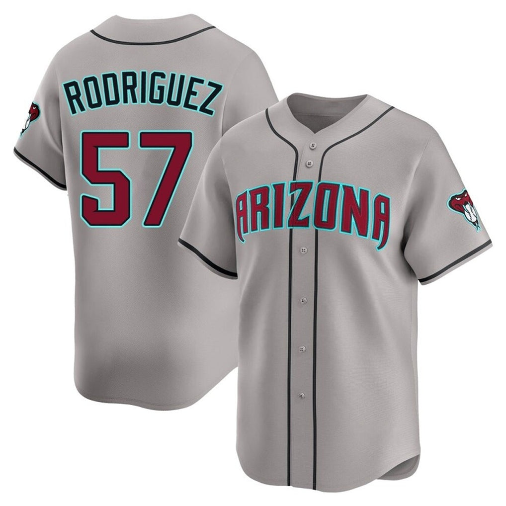 A.Diamondbacks #57 Eduardo Rodriguez Player Gray Road Limited Home Game Gdoa Stitched Jerseys