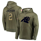 C.Panthers #2 Michael Jackson Player Olive Salute to Service Hoodies Gdoa Stitched Jerseys