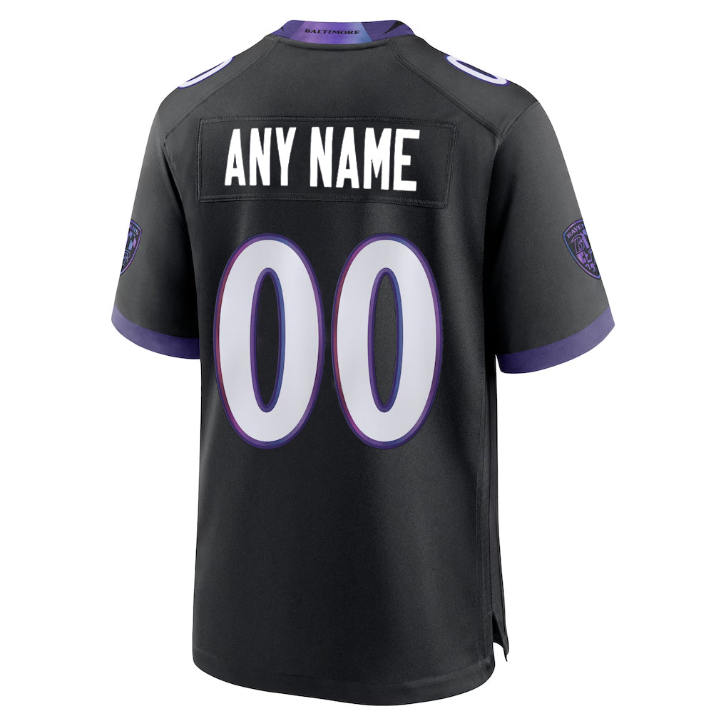 Custom B.Ravens Black Home Game Any Name & Numbers Gdoa Stitched Jerseys