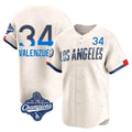 LA.Dodgers #34 Fernando Valenzuela Player Cream World Series Meet City Connect Limited Home Fdoa Stitched Jerseys