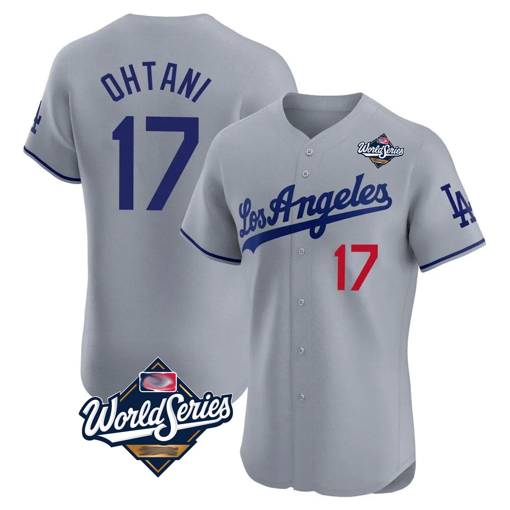 LA.Dodgers #17 Shohei Ohtani Player Gray World Series Limited Elite Home Fdoa Stitched Jerseys
