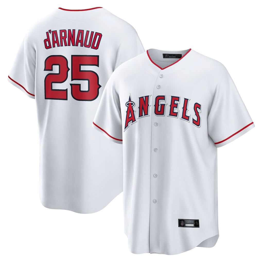 LA.Angels #25 Travis d'Arnaud Player White Home Game Fdoa Stitched Jerseys