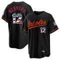 B.Orioles #12 Dylan Beavers Player Black USA 250 Fourth of July Home Game Gdoa Stitched Jerseys