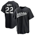 Athletics #22 Jeff McNeil player Black&White Replica Stitched Jersey