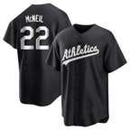 Athletics #22 Jeff McNeil player Black&White Replica Stitched Jersey