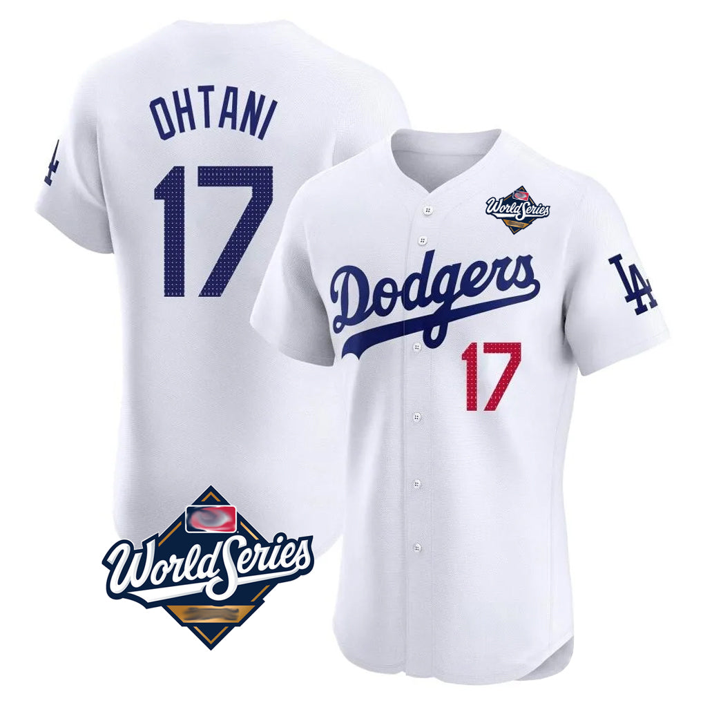 LA.Dodgers #17 Shohei Ohtani Player White World Series Limited Elite Home Fdoa Stitched Jerseys