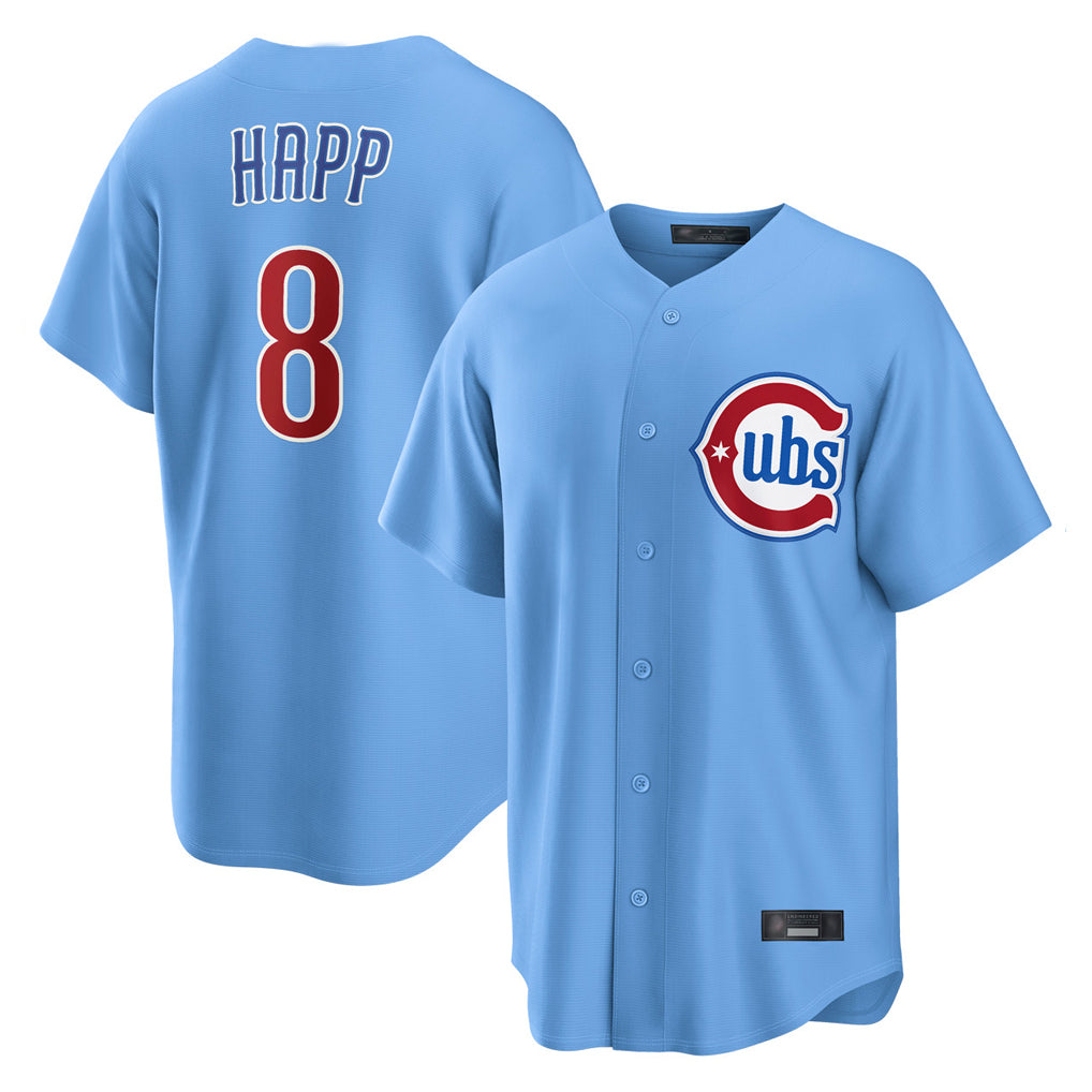 C.Cubs #8 Ian Happ Player Light Blue Home Game Gdoa Stitched Jerseys