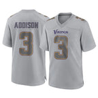 M.Vikings #3 Jordan Addison Player Gray Atmosphere Fashion Home Game Gdoa Stitched Jerseys