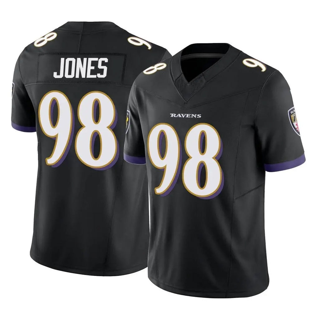 B.Ravens #98 Travis Jones Player Black Vapor F.U.S.E. Limited Gdoa Stitched Jerseys