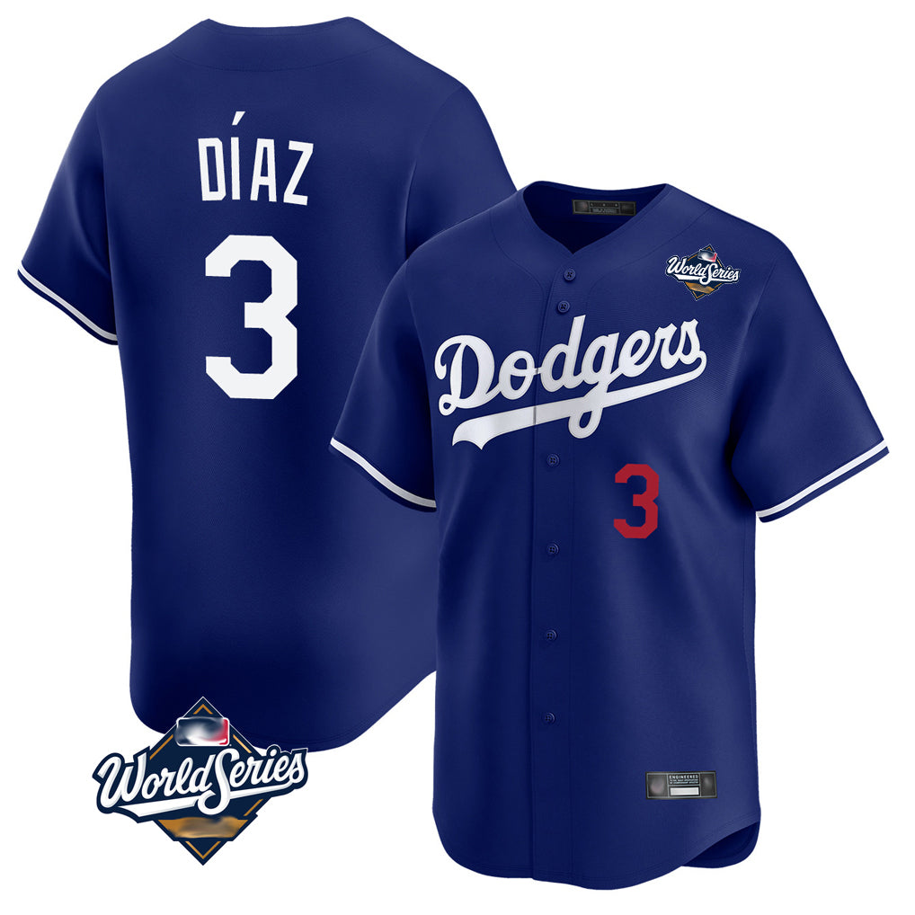 LA.Dodgers #3 Edwin D¨ªaz Player Royal World Series Limited Home Fdoa Stitched Jerseys