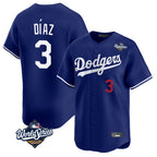 LA.Dodgers #3 Edwin D¨ªaz Player Royal World Series Limited Home Fdoa Stitched Jerseys