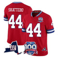 NY.Giants #44 Cam Skattebo Player Red 100th Season & State Patch Vapor Limited Home Game Gdoa Stitched Jerseys