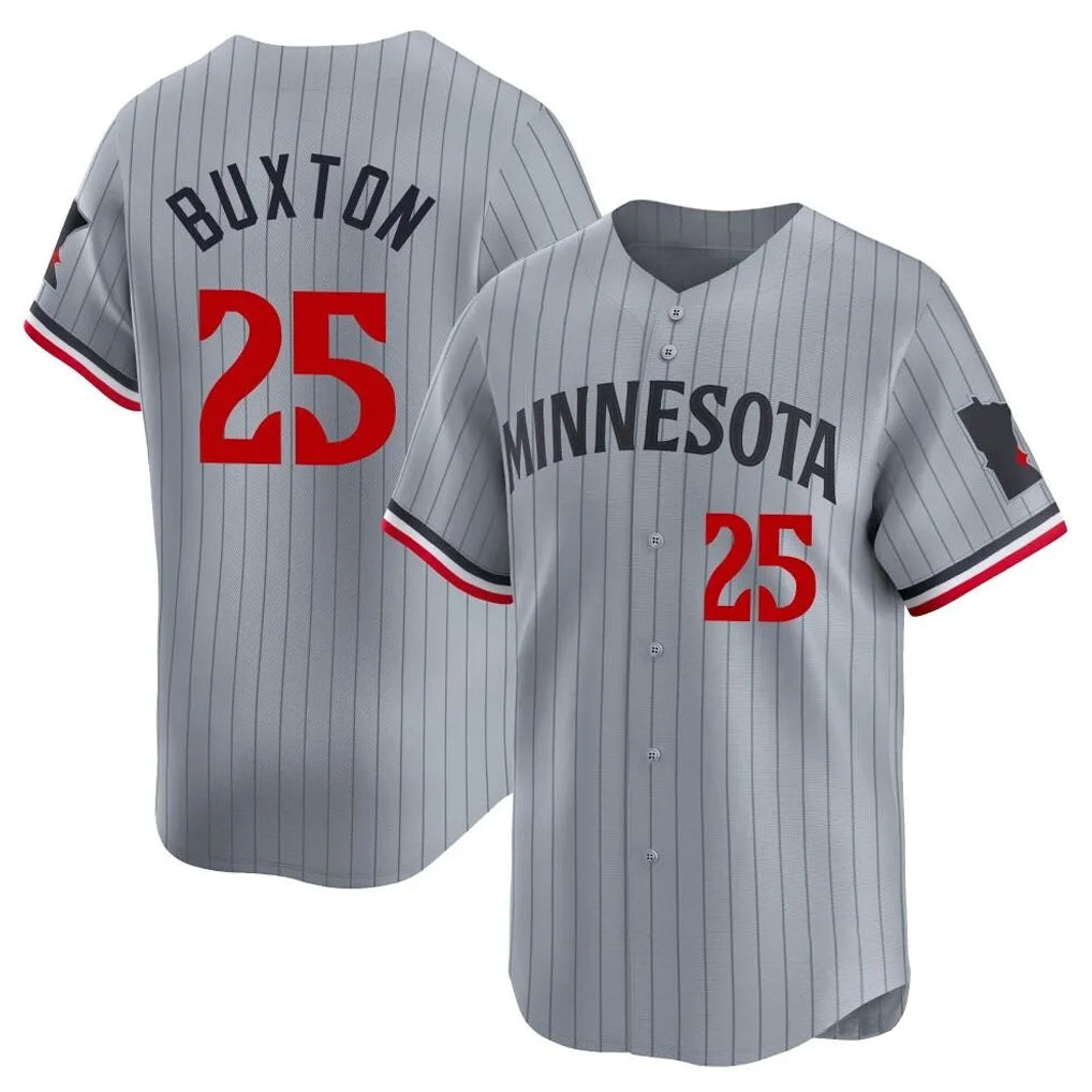 M.Twins #25 Byron Buxton Player Gray Home Limited Fdoa Stitched Jerseys