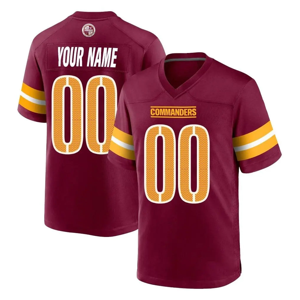 Custom W.Commanders Burgundy Home Game Any Name & Numbers Gdoa Stitched Jerseys