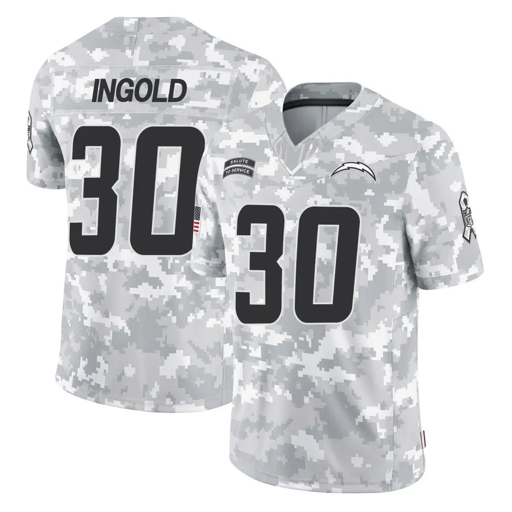 LA.Chargers #30 Alec Ingold Player Arctic Camo Salute To Service Limited Game Gdoa Stitched Jerseys