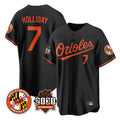 B.Orioles #7 Jackson Holliday Player Black 30th Anniversary of 2131 Home Game Gdoa Stitched Jerseys