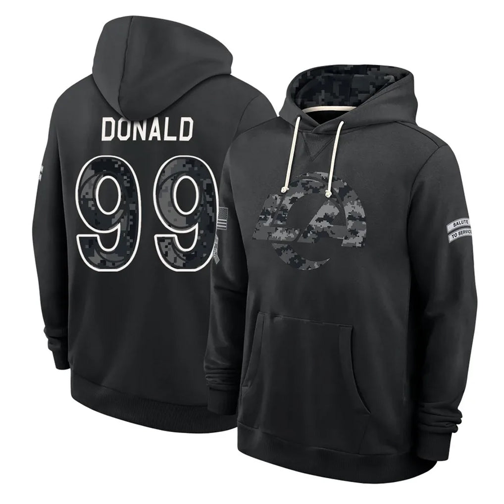 LA.Rams #99 Aaron Donald Player 2026 Black Logo Pullover Hoodies Limited Game Gdoa Stitched Jerseys