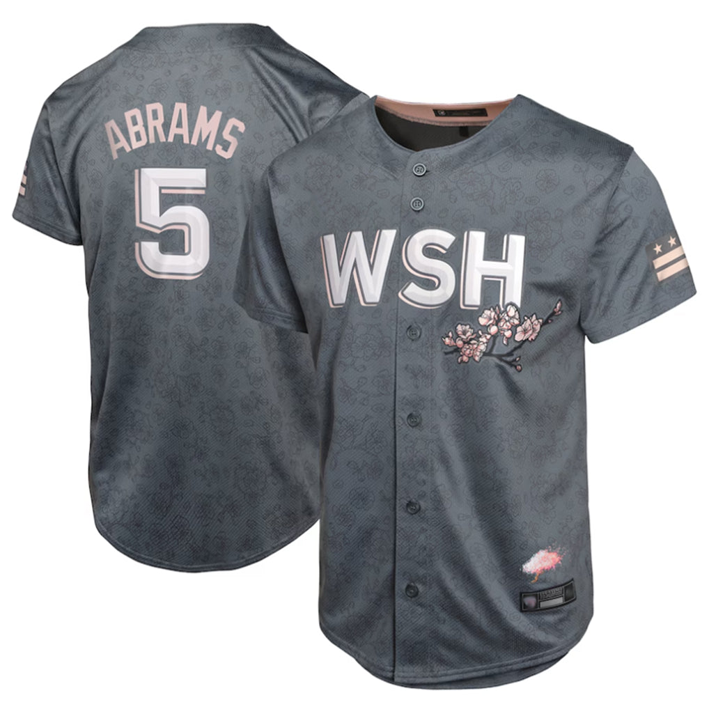 W.Nationals #5 C.J. Abrams Player Charcoal City Connect Limited Fdoa Stitched  Jerseys