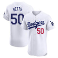 LA.Dodgers #50 Mookie Betts Player White Limited Elite Home Fdoa Stitched Jerseys