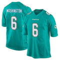 M.Dolphins #6 Malik Washington Player Aqua Team Color Home Game Gdoa Stitched Jerseys