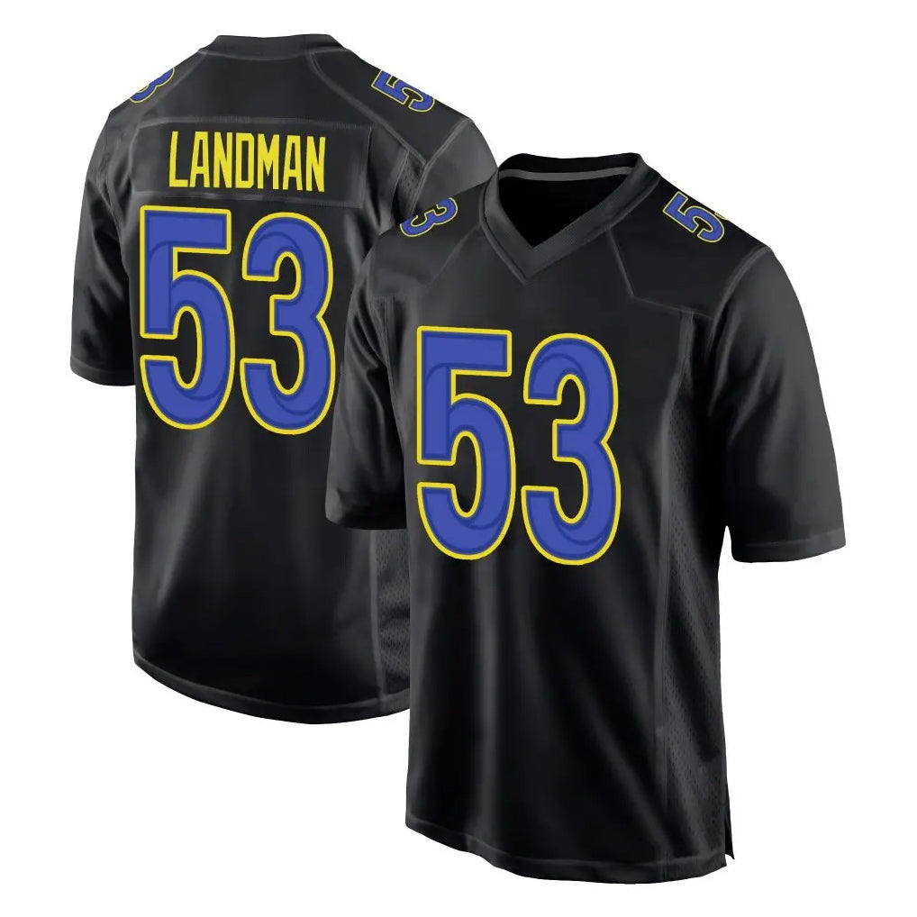 LA.Rams #53 Nate Landman Player Black Fashion Limited Home Game Gdoa Stitched Jerseys