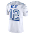 B.Bills #12 Jim Kelly Player White Rivalries Collection Limited Gdoa Stitched Jerseys