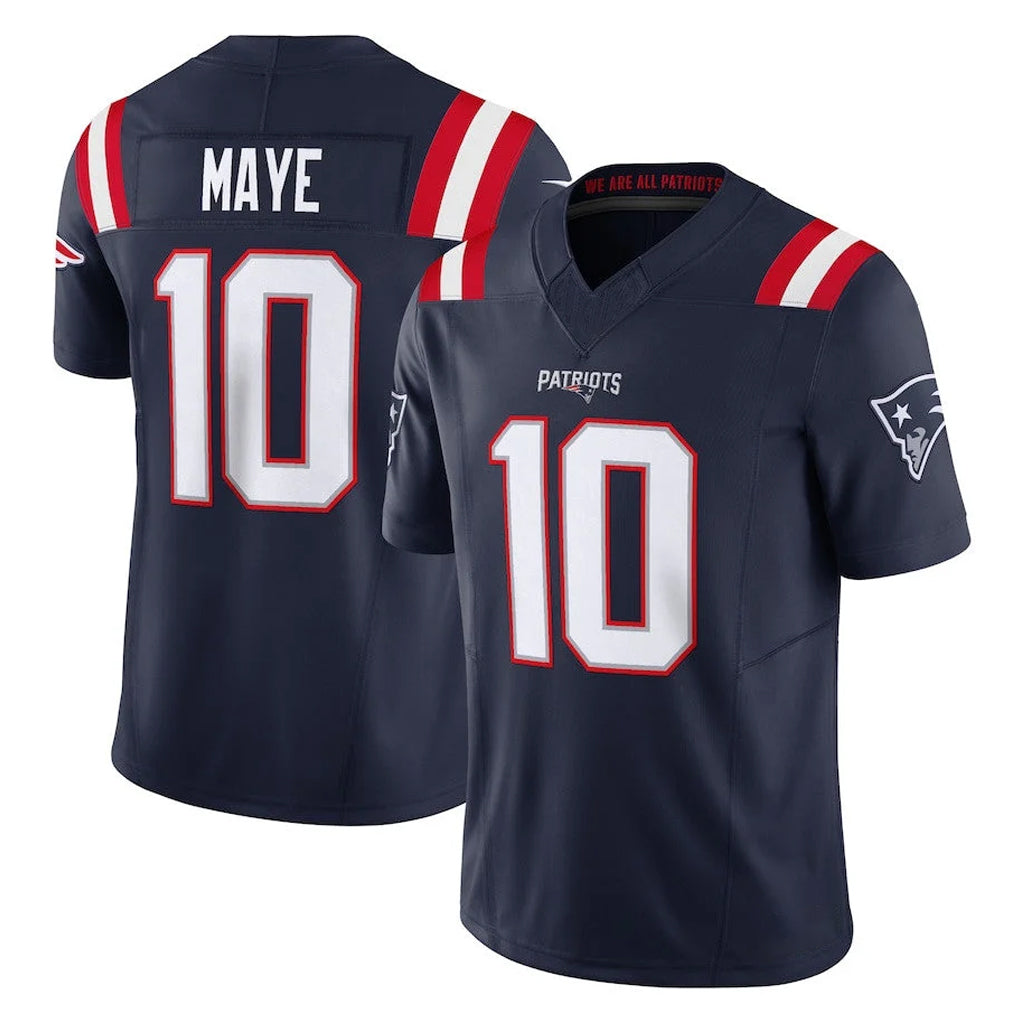 NE.Patriots #10 Drake Maye Player Navy Limited Vapor F.U.S.E. Home Game Gdoa Stitched Jerseys