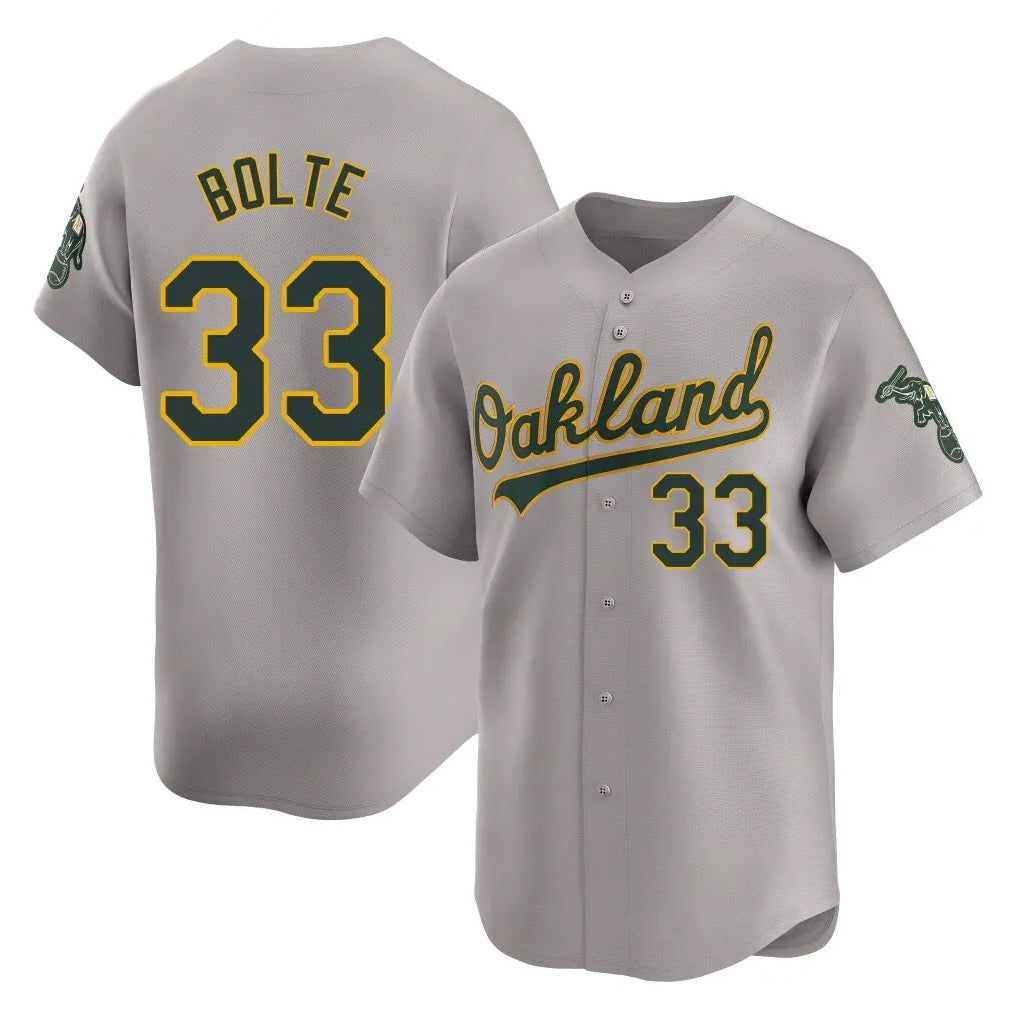 Athletics #33 Henry Bolte Player Gray Road Limited Home Game Gdoa Stitched Jerseys