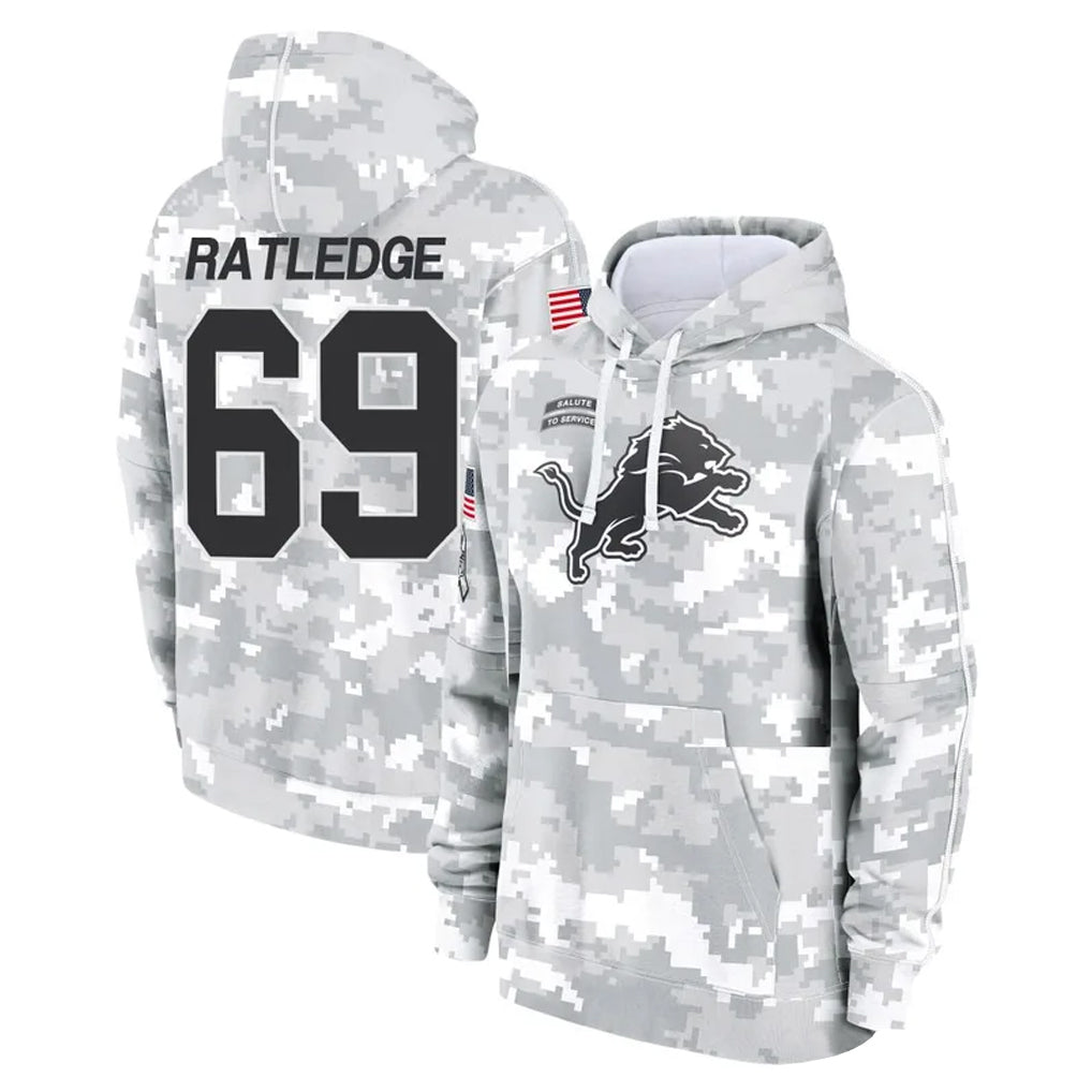 D.Lions #69 Tate Ratledge Player Arctic Camo Salute to Service Hoodies Limited Game Gdoa Stitched Jerseys