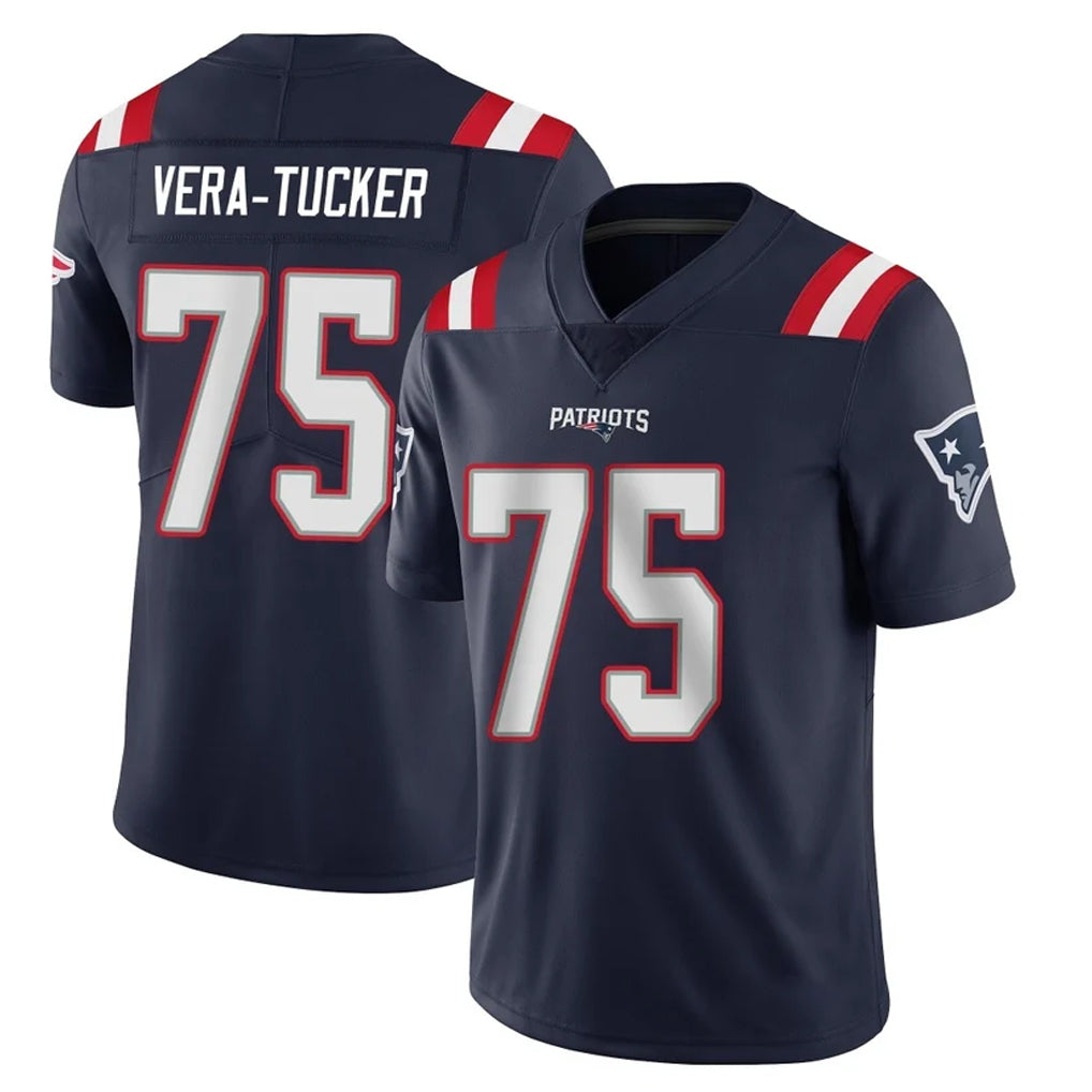 NE.Patriots #75 Alijah Vera-Tucker Player Navy Vapor Untouchable Home Game Gdoa Stitched Jerseys