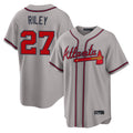 A.Braves #27 Austin Riley Player Gray Home Game Gdoa Stitched Jerseys