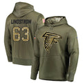 A.Falcons #63 Chris Lindstrom Player Olive Salute to Service Club Fleece Hoodie Gdoa Stitched Jerseys
