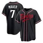M.Twins #7 Joe Mauer Player Black Fashion Out Home Limited Fdoa Stitched Jerseys