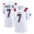 NE.Patriots #7 Carlton Davis III Player White Home Game Gdoa Stitched Jerseys