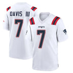 NE.Patriots #7 Carlton Davis III Player White Home Game Gdoa Stitched Jerseys