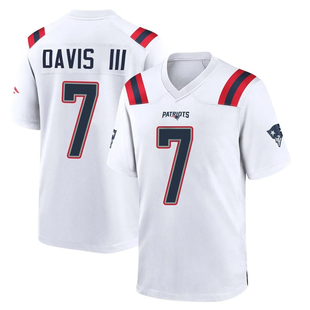 NE.Patriots #7 Carlton Davis III Player White Home Game Gdoa Stitched Jerseys